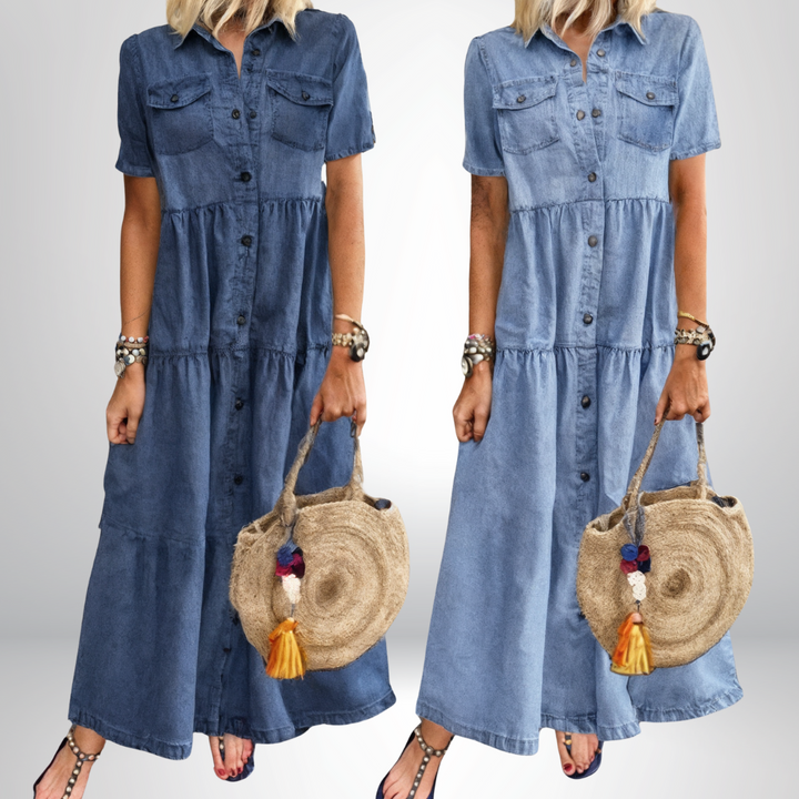 Lovisa - Mjuk, knäppt denimklänning