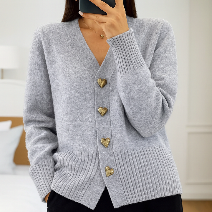 Märta Mjuk Kofta Hjärtknappar