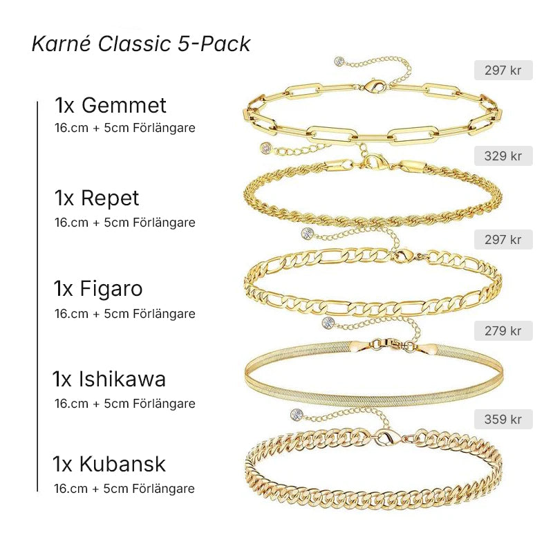 Ingrid - Classic Armband 5-Pack